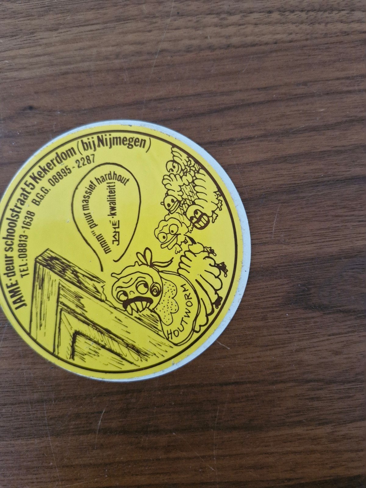 11574  Vintage sticker JAME-deur Kekerdom (bij Nijmegen) Hou, Ophalen of Verzenden