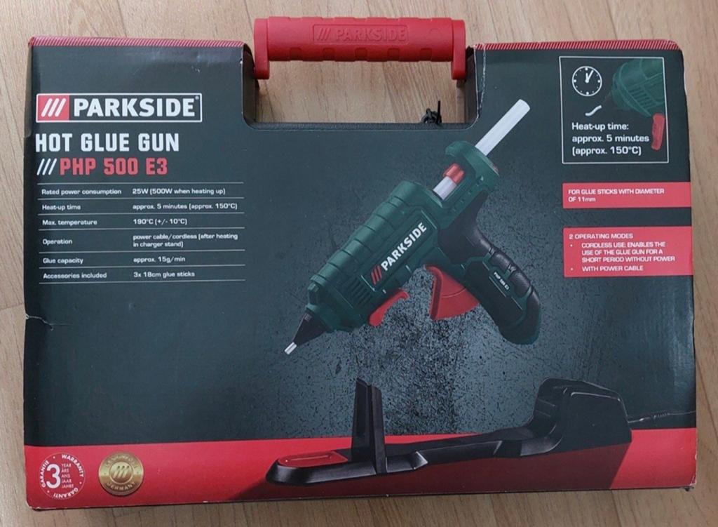 PARKSIDE HOT GLUE GUN //PHP 500
E3//
FOR GLUE STICKS, Hobby en Vrije tijd, Knutselen, Ophalen of Verzenden