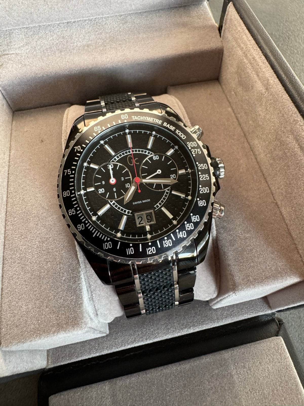 Gc Guess Collection Heren Horloge Zwart Chronograaf, Overige merken, Staal, Polshorloge, Ophalen of Verzenden