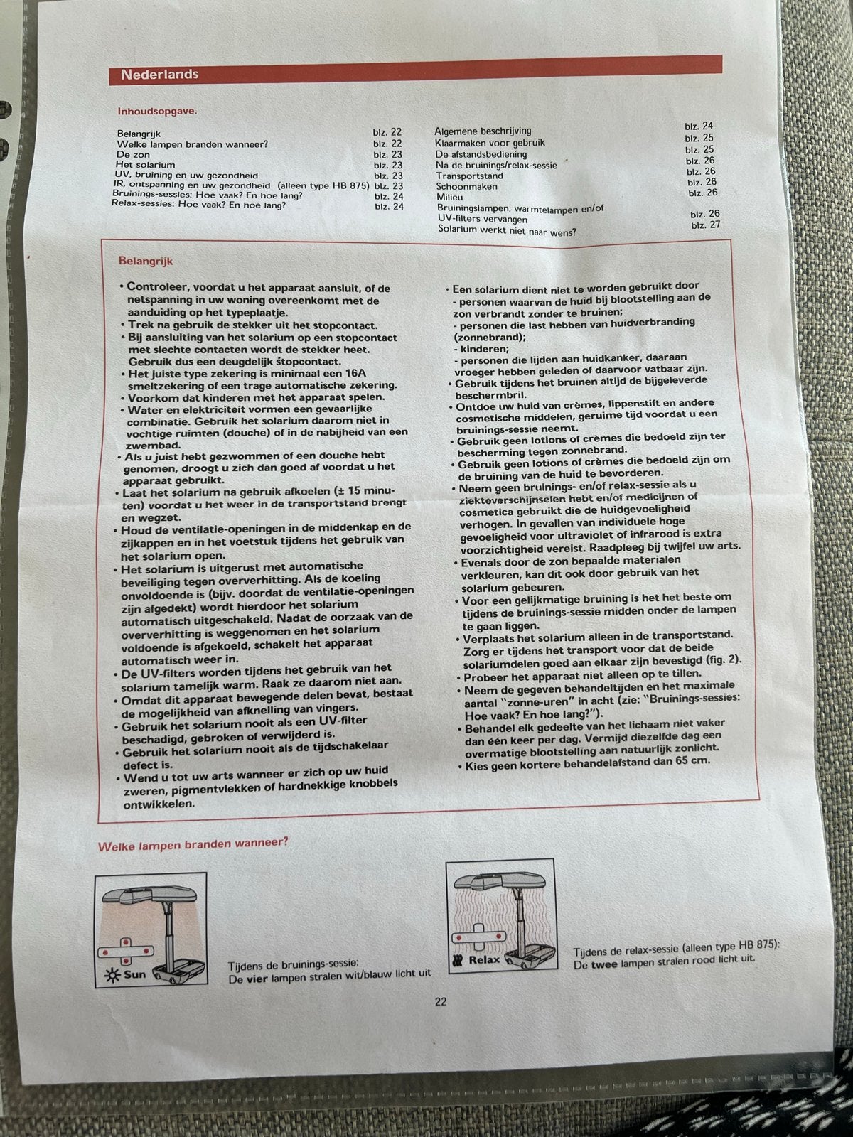 Philips HB 875 Gezichtsbruiner en Relaxlamp, Ophalen, Zo goed als nieuw, Gezichtsbruiner, Minder dan 10 lampen