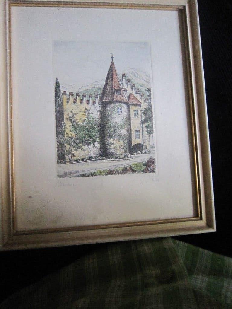 Merano, Mooi ets, v/e Reisje met Grootmoeder en vader, Antiek en Kunst, Ophalen, Ets