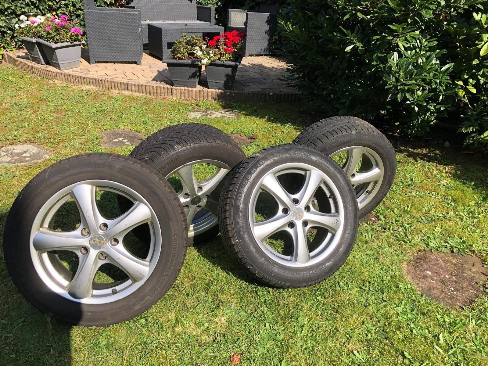 Lenso velgen met Continental winterbanden 205/55 R16, Auto-onderdelen, Banden en Velgen, Ophalen, Gebruikt, 16 inch, Banden en Velgen