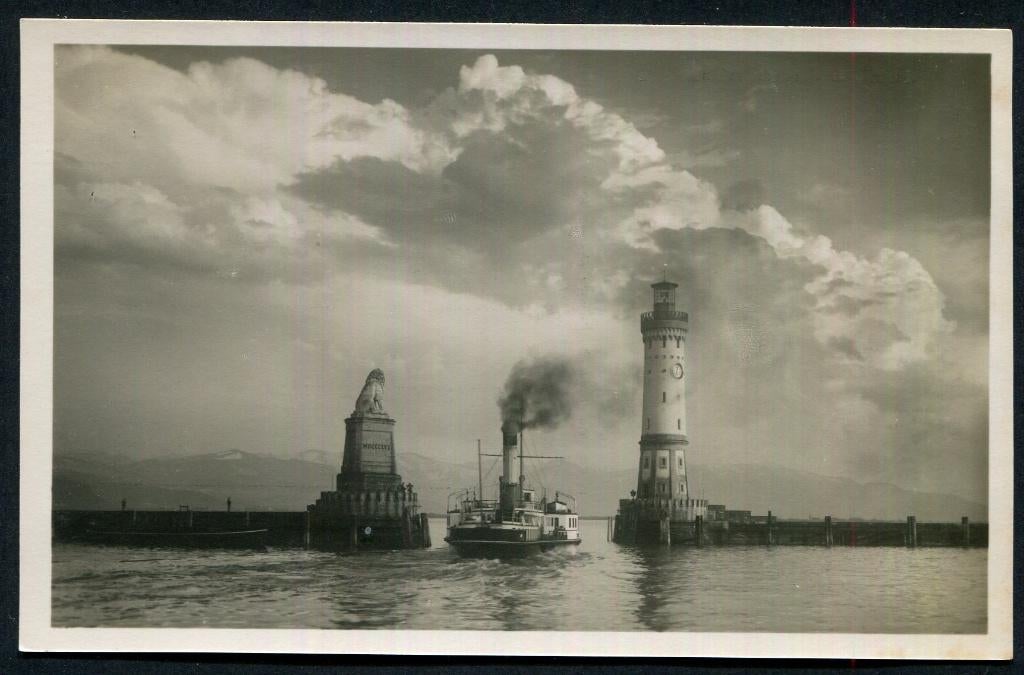 Dampfer - Lindau Bodensee im Hafen, Ophalen of Verzenden, Zo goed als nieuw, Motorboot, Kaart, Foto of Prent