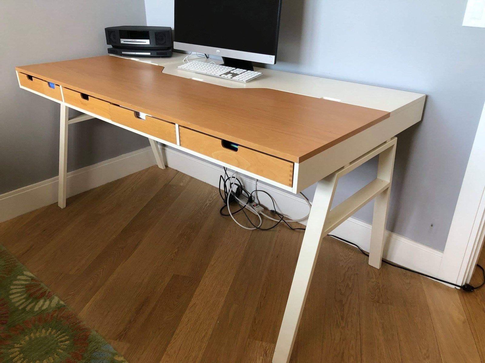 Modern bureau met lades 80x160 - ideaal voor thuiswerkplek, Ophalen, Gebruikt, Bruin, Overige merken