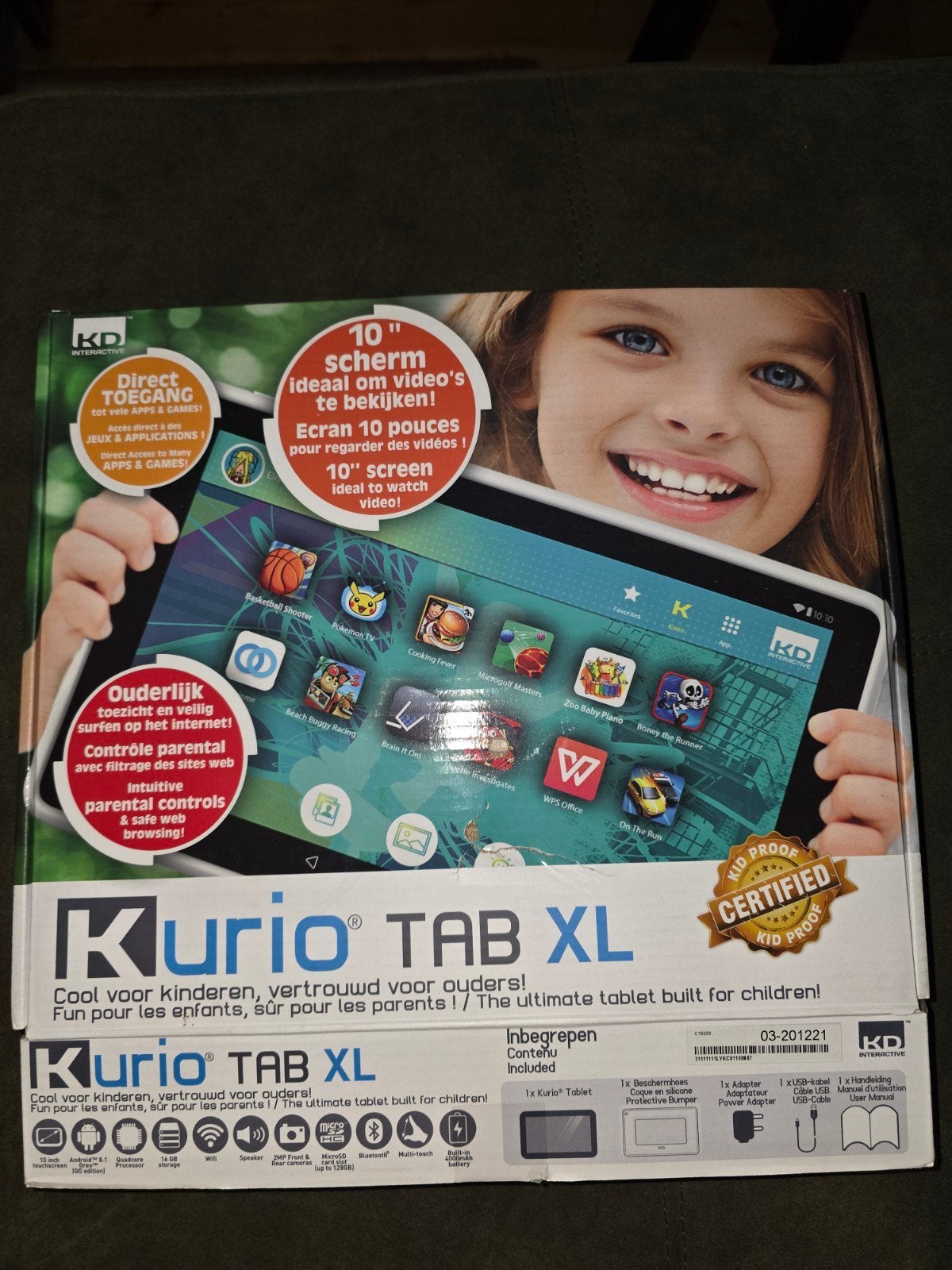 Kurio Tab XL - Kindertablet met 10 inch scherm, 16 GB, Wi-Fi, Uitbreidbaar geheugen, Ophalen
