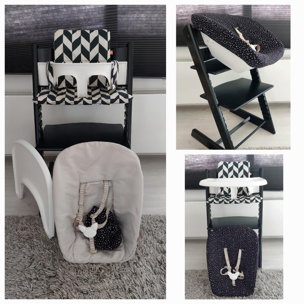 Zeer compleet! Tripp Trapp, newborn, babyset, tray,kussenset, Ophalen, Gebruikt, Meegroeistoel, Gordel(s)