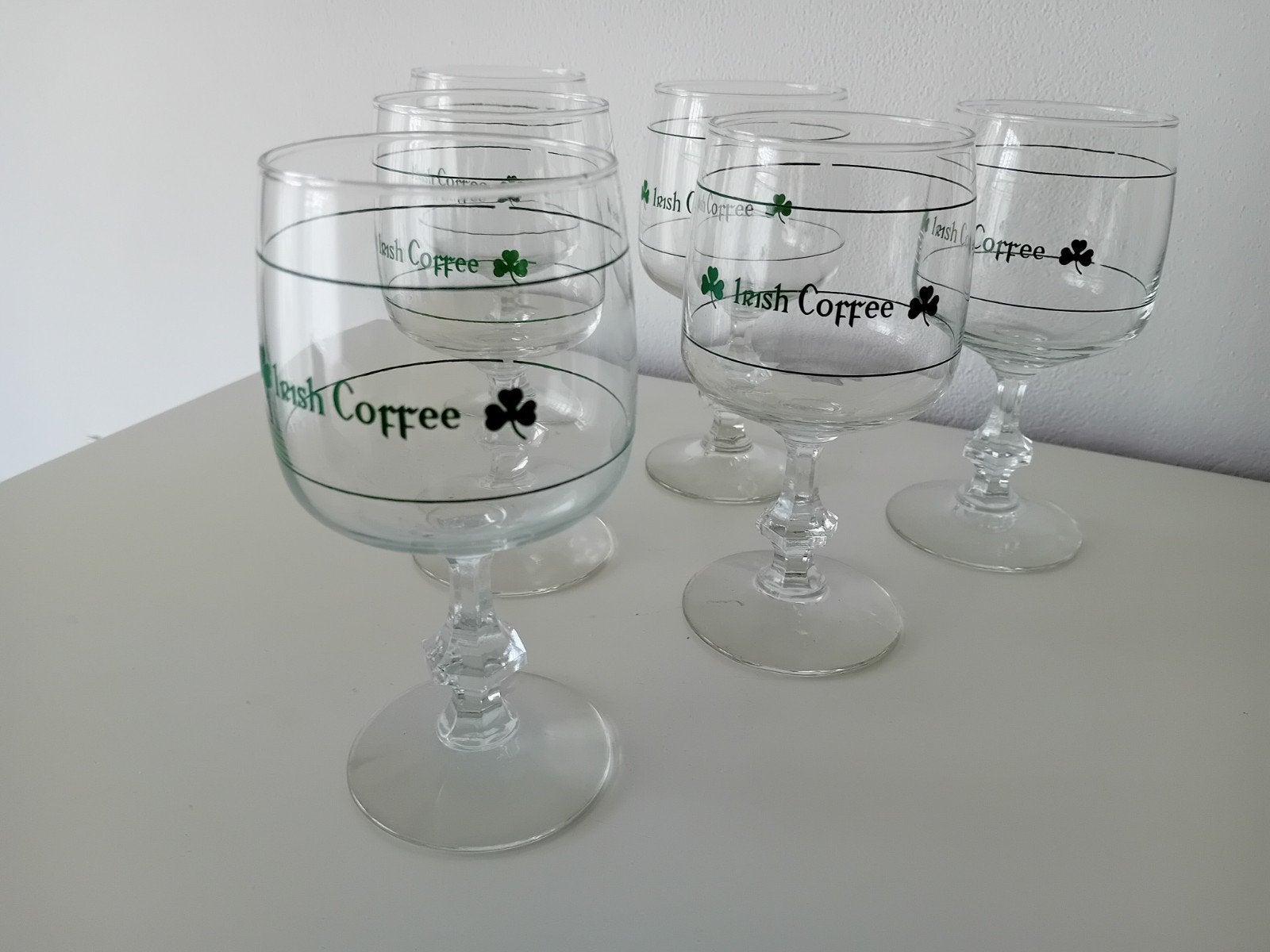 6 prachtige Irish coffee glazen met maataanduiding  puntgaaf, Ophalen of Verzenden