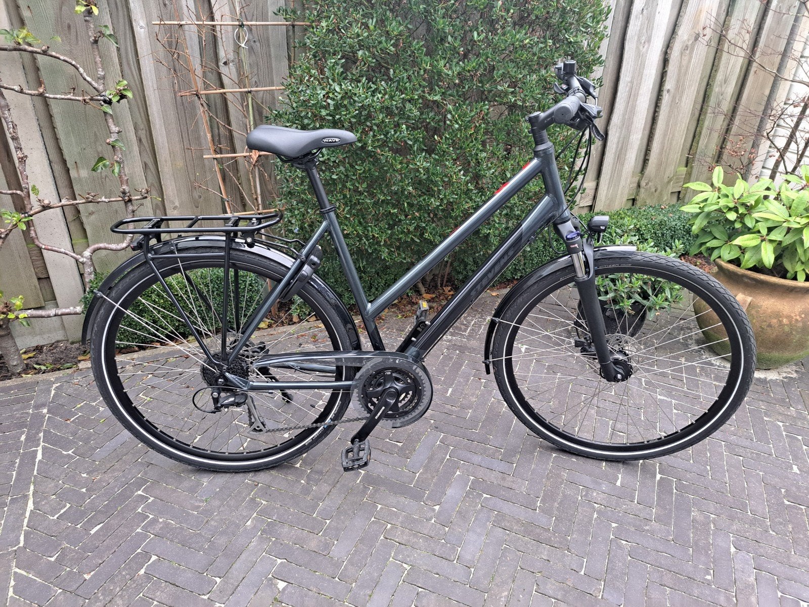 Dames Tour- Trekking fiets Stevens antraciet 53/54, 53 tot 56 cm, Zo goed als nieuw, Meer dan 20 versnellingen, Ophalen