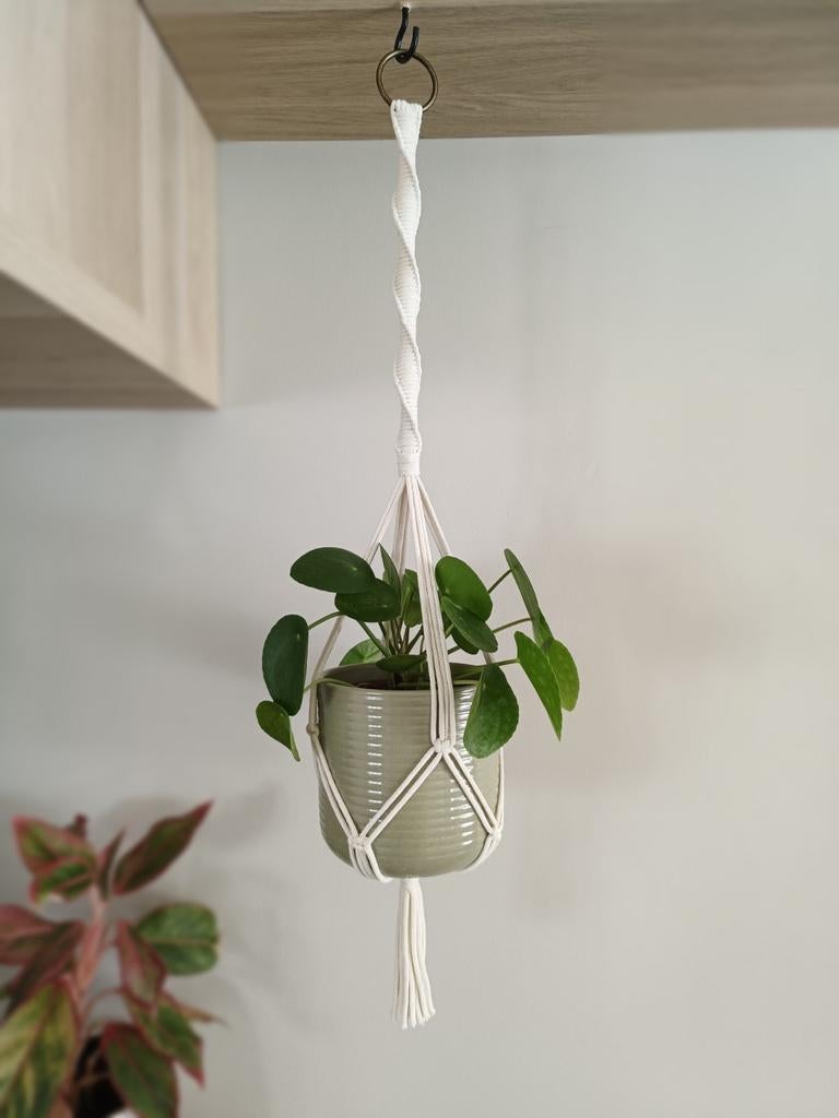 Macramé plantenhanger, Huis en Inrichting, Woonaccessoires | Overige, Nieuw, Textiel, Wit, Boho, Ophalen of Verzenden