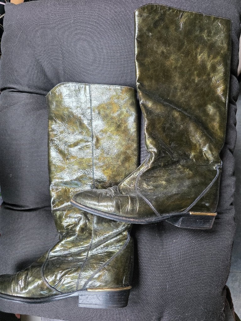 VINTED Laklaarzen, Hoge laarzen, Ophalen of Verzenden, Zo goed als nieuw, Groen