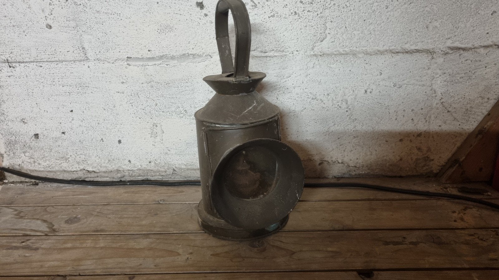 Antieke koperen olielamp - Vintage scheepslamp, Antiek en Kunst, Ophalen of Verzenden