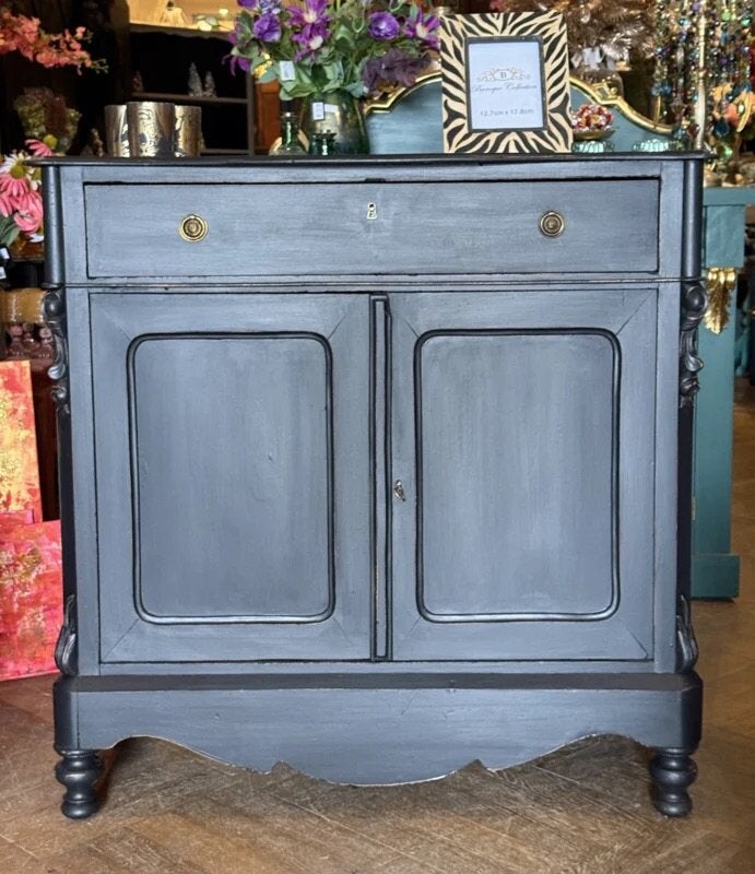 Antiek penantkastje, vintage klein dressoir, oude kast VdlM, Ophalen, Meidenkastje, hotel chique, halkast biedermeier, 1 of 2 laden
