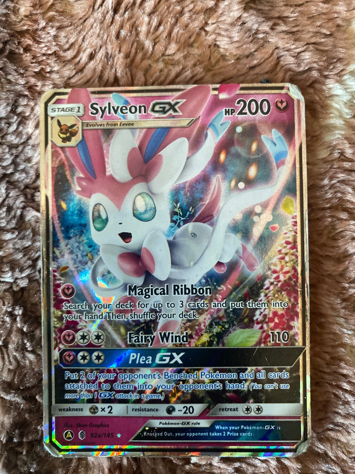 Sylveon GX Pokémon Kaart - Zeldzaam en Gebruikt, Ophalen of Verzenden, Gebruikt, Losse kaart