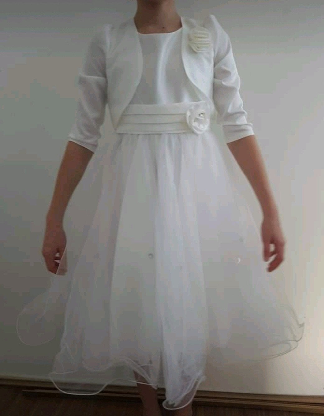 Witte communie jurk bolero voor meisjes, Ophalen of Verzenden, Zo goed als nieuw, Onbekend, Meisje