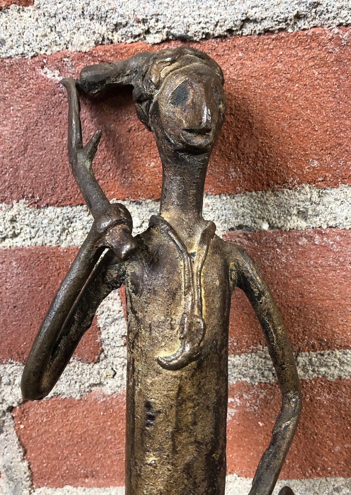 West-Afrikaans bronzen beeldje (Bambara/Dogon), Bruin, Afrika, Handgemaakt, Ophalen of Verzenden