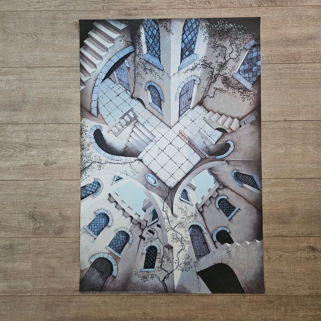 Optische illusie poster - The Courtyard (91x61 cm), Gebruikt, Oorspronkelijke maker, Ophalen of Verzenden, Print