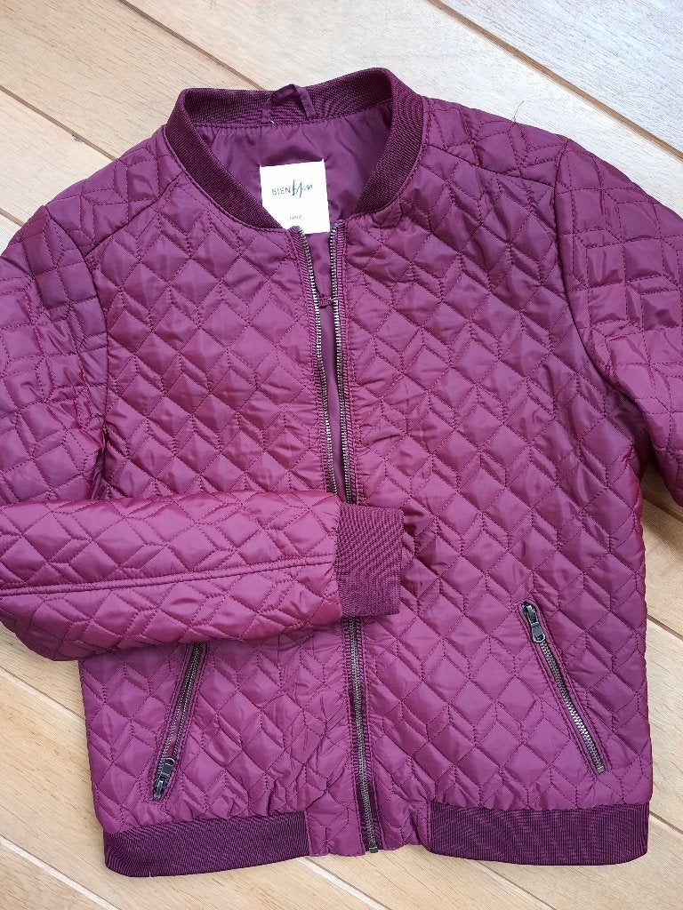 BIEN BLEU bomber jack donker rood maat L - zgan -, Maat 38/40 (M), Ophalen of Verzenden, Zo goed als nieuw, Rood