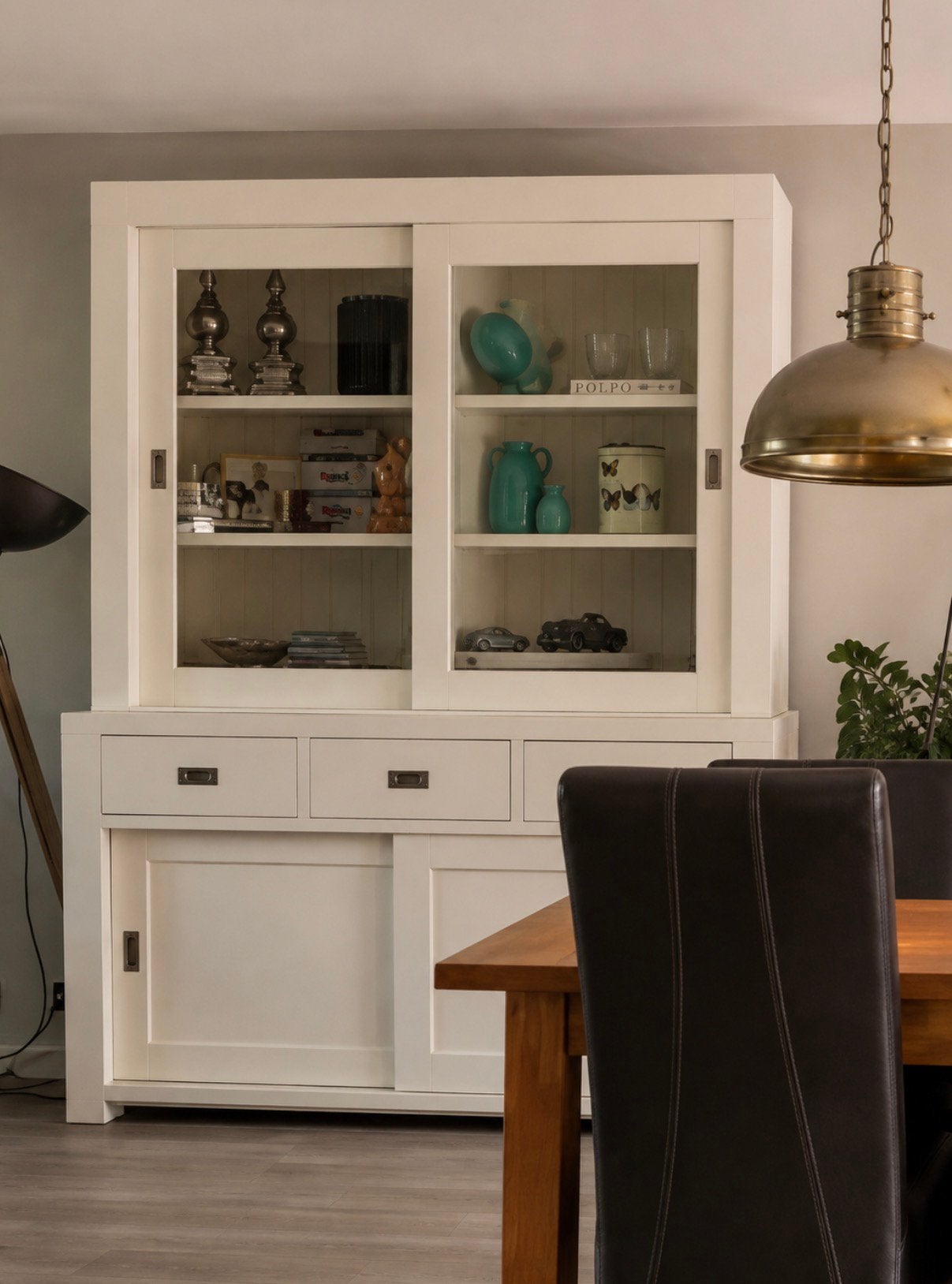 Witte buffetkast / vitrinekast, Ophalen, Gebruikt, Met deur(en), 200 cm of meer