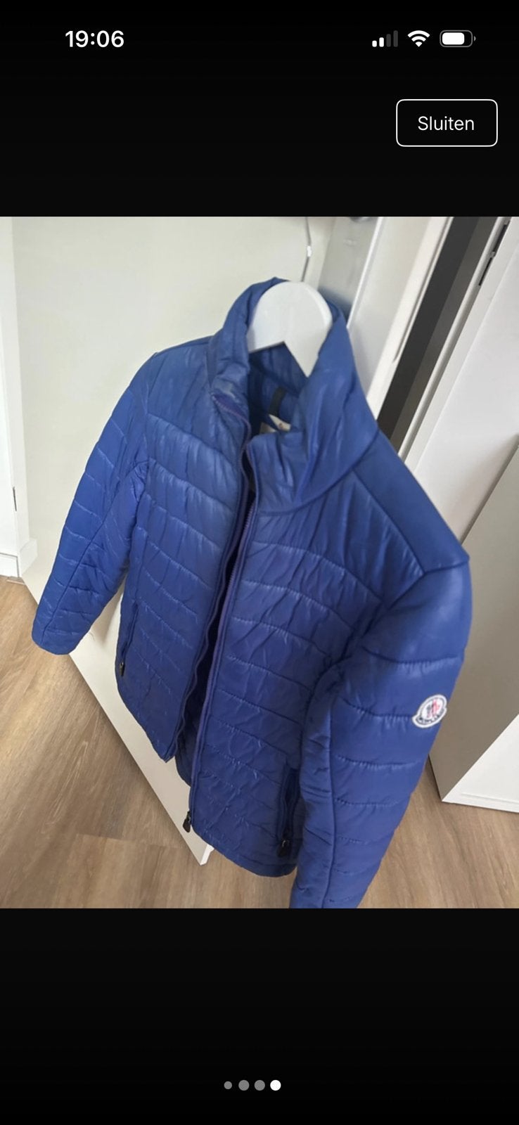 Dames moncler jas, Ophalen of Verzenden, Zo goed als nieuw, Maat 36 (S), Blauw