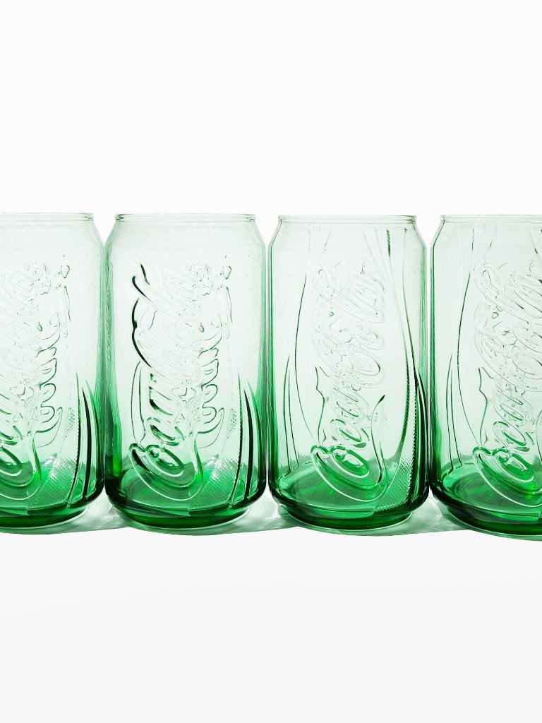 Coca-Cola glazen blikje groen, prijs er stuk, Verzamelen, Verzenden, Zo goed als nieuw, Frisdrankglas