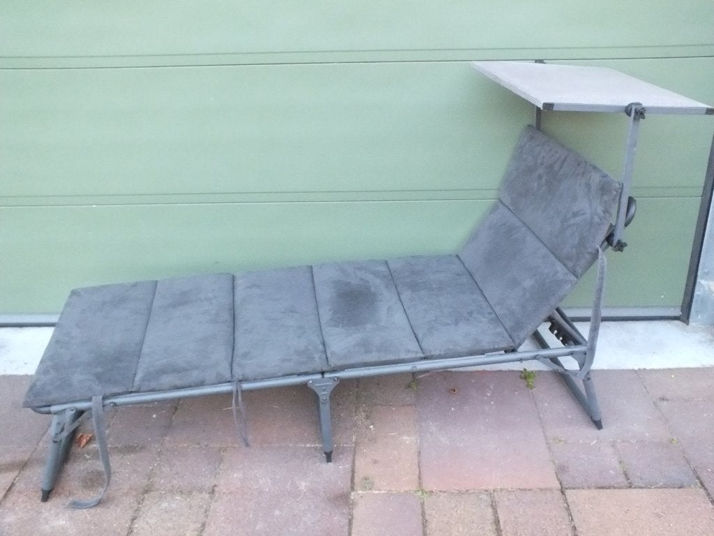 Ligbed strandbed met zonnescherm, Ophalen, Gebruikt, Aluminium, Inklapbaar