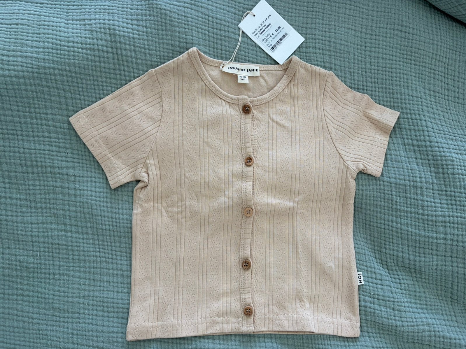 Beige shirt met knopen House of Jamie 110/116 nieuw, Ophalen of Verzenden, Nieuw, Meisje, Shirt of Longsleeve