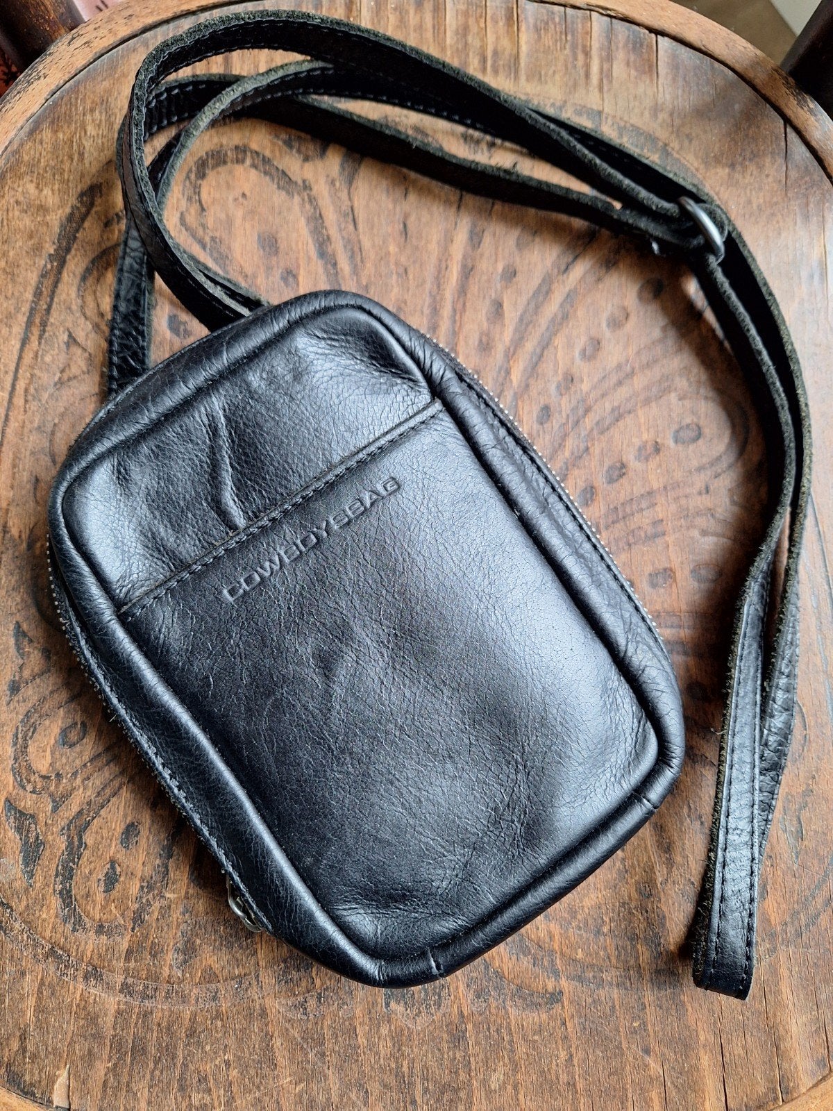 Cowboysbag - bag Pierce - Zwart leer, Overige merken, Gebruikt, Zwart, Ophalen of Verzenden