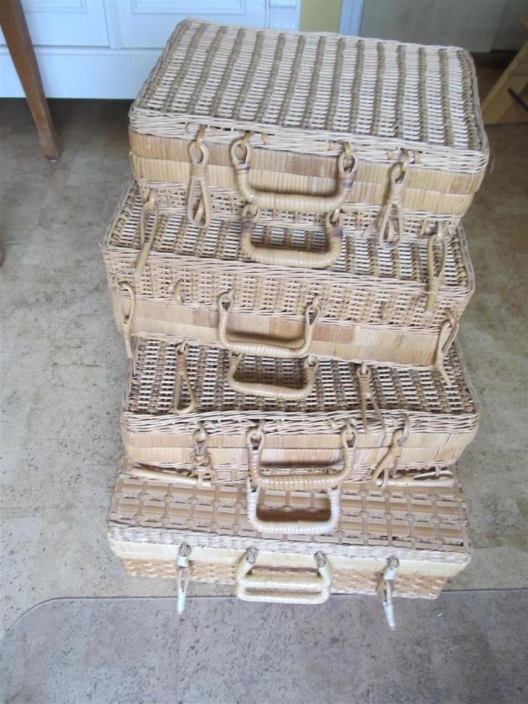Set van 4 rieten opbergmandjes., Huis en Inrichting, Woonaccessoires | Schalen en Manden, Ophalen of Verzenden, Zo goed als nieuw