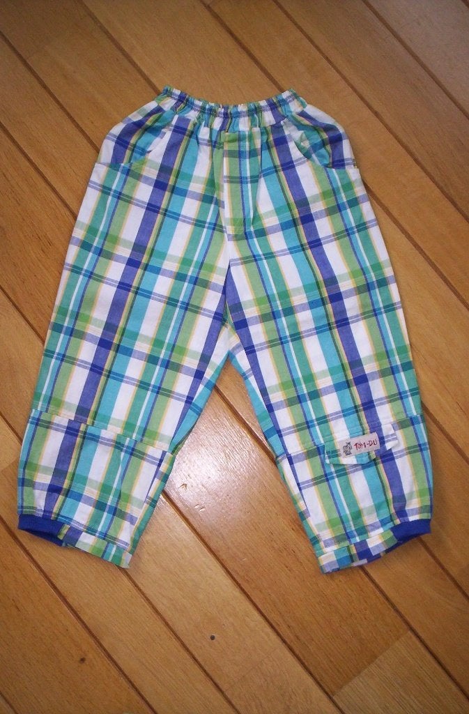 TOM-DU broek groen wit blauw ruit maat 110, Broek, Ophalen of Verzenden, Zo goed als nieuw, Tom Du