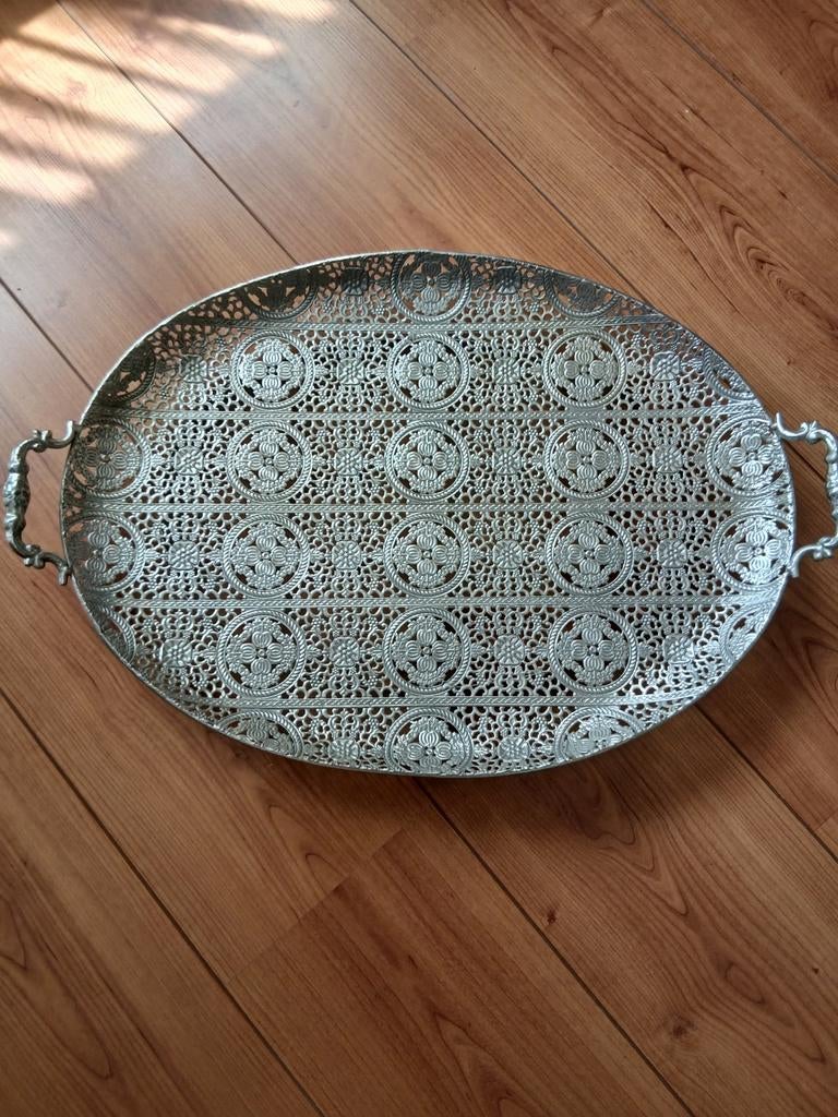 Decoratieve ovale dienblad met opengewerkt patroon, Ophalen of Verzenden