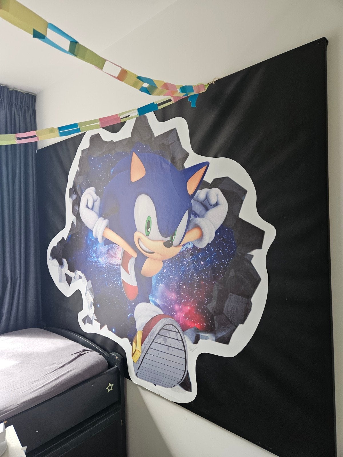 Sonic the Hedgehog wanddecoratie - 3D effect 2 meter x1.40, Verzamelen, Poppetjes en Figuurtjes, Ophalen, Gebruikt