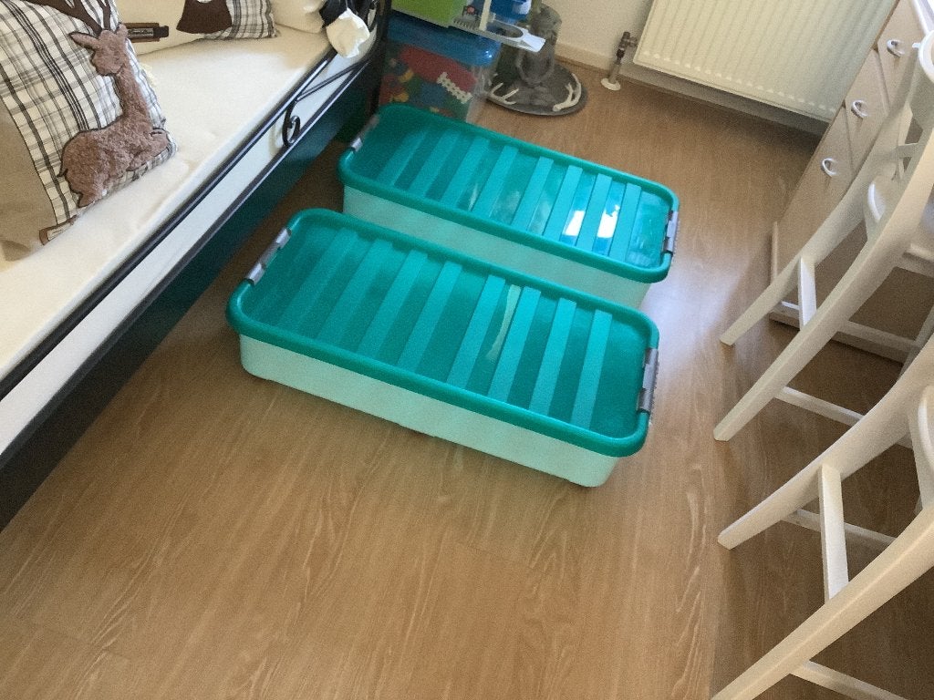 3x Zeer sterke opbergboxen met wielen, Doe-het-zelf en Verbouw, Transportwagens, 60 tot 80 liter, Ophalen, Gebruikt, Overige typen