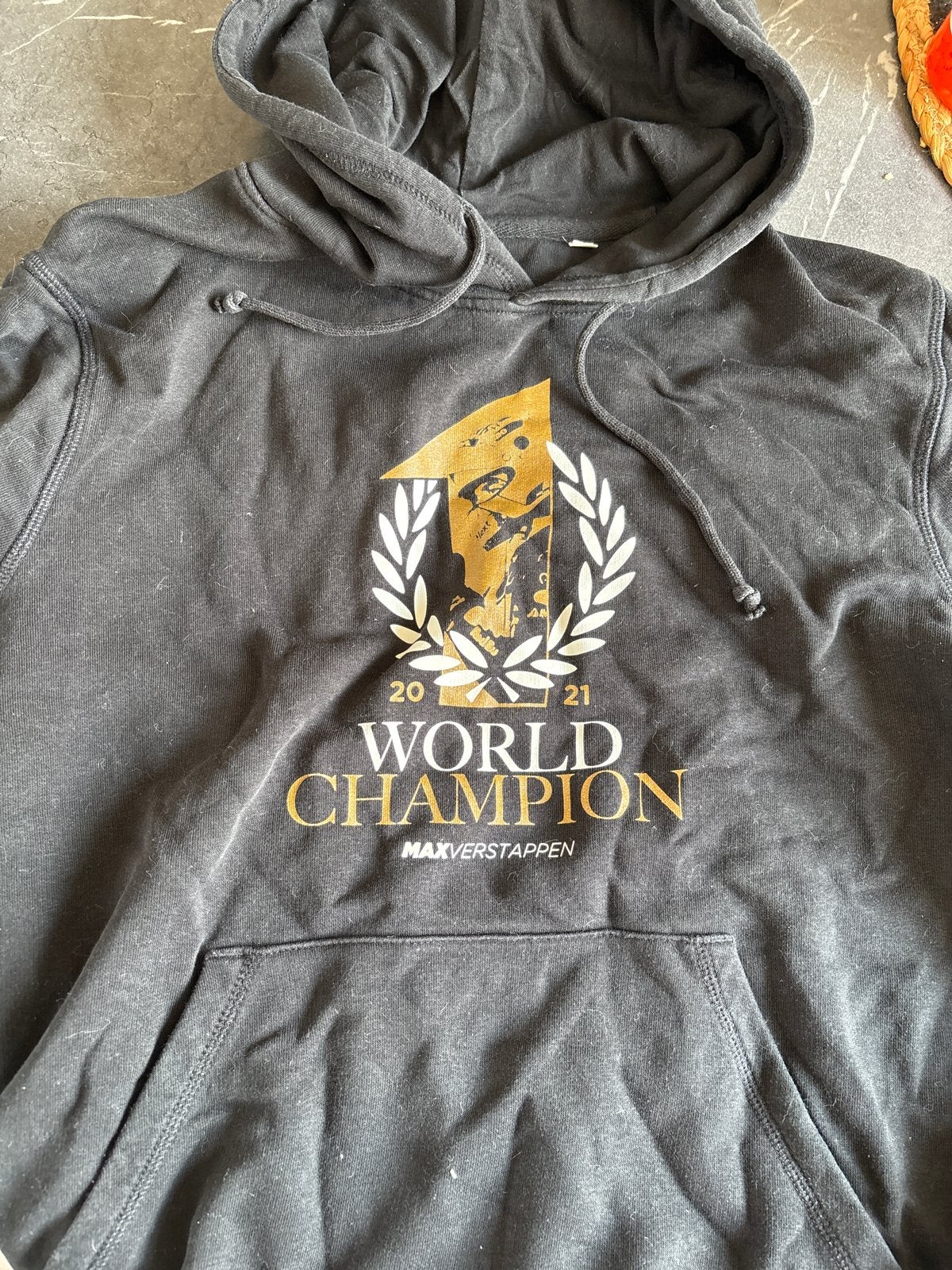 Max Verstappen World Champion 2021 Hoodie, maat M, Ophalen, Gedragen, Overige maten, Zwart