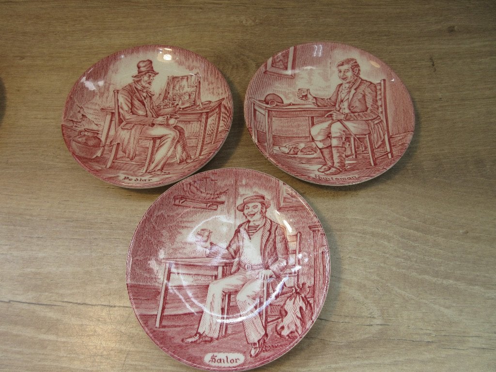 Enoch Wedgwood rode bordjes sailor huntsman pedlar, Ophalen of Verzenden