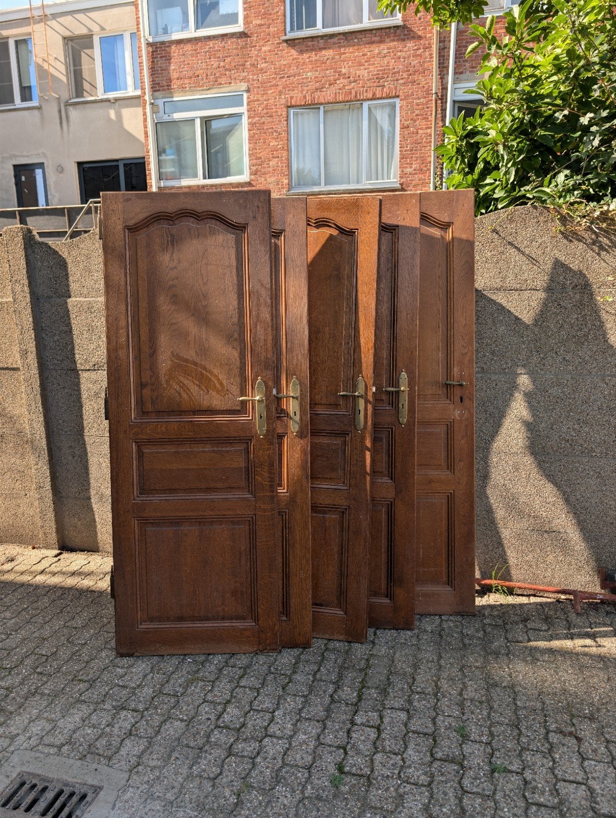 5 opdek Binnendeuren Massief Eik incl. scharnieren en klinke, Doe-het-zelf en Verbouw, Ophalen, Gebruikt, Minder dan 80 cm, Binnendeur