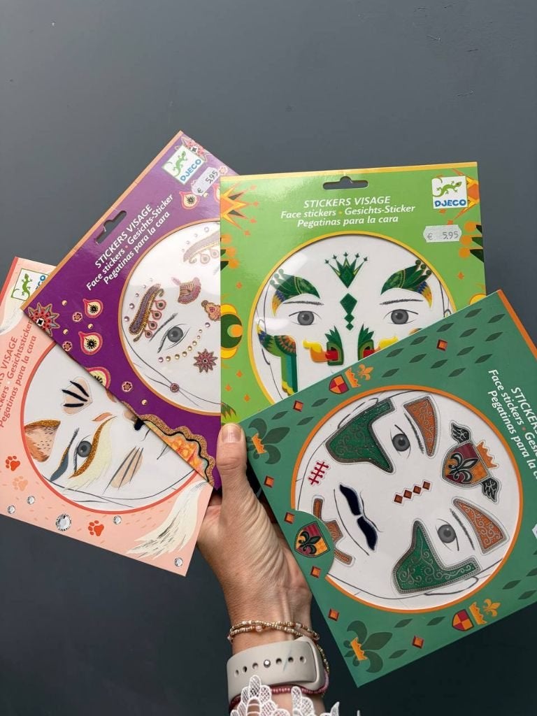 4 sets Djeco gezichtsstickers – nieuw – verkleden & feest, Ophalen of Verzenden, Nieuw, Jongen of Meisje
