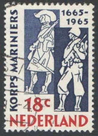 Nederland NVPH nr 855 gestempeld Korps mariniers 1965, Postzegels en Munten, Ophalen of Verzenden, Na 1940, Gestempeld