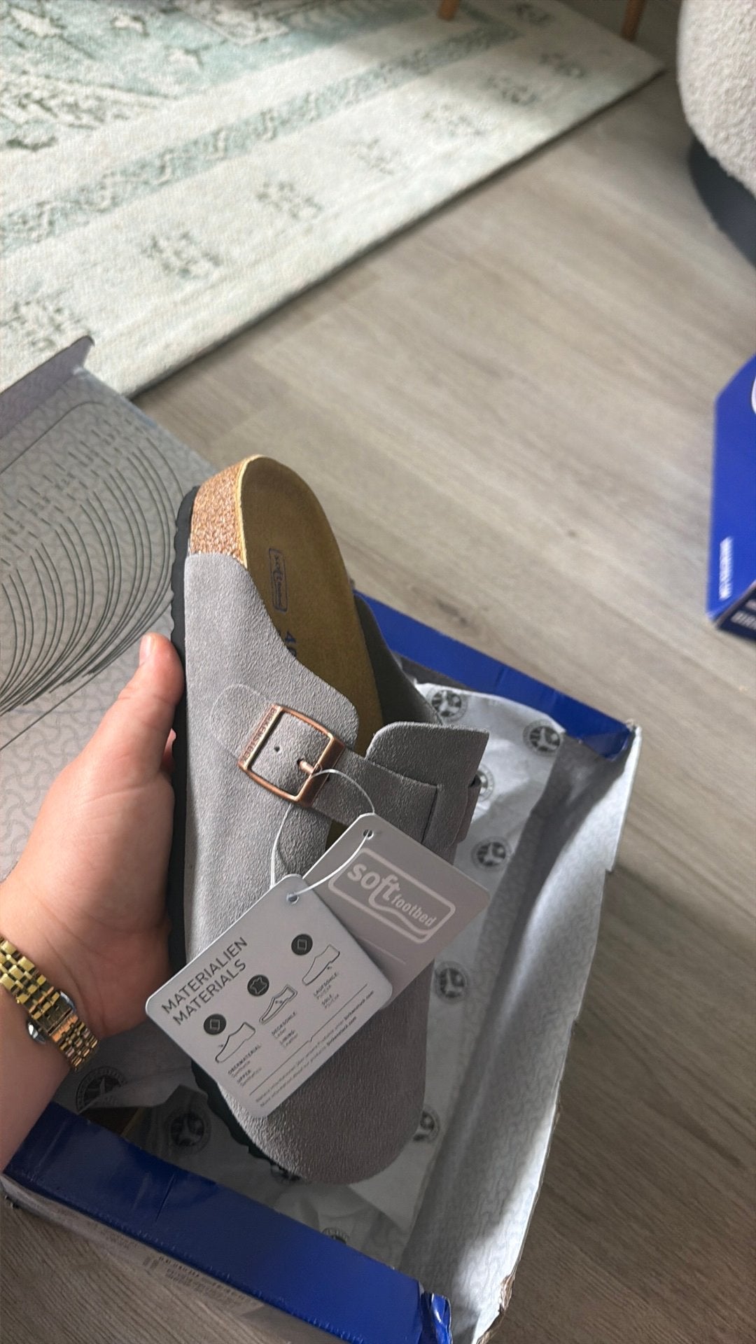 Birkenstock boston smokegray maat 40, Ophalen of Verzenden, Zo goed als nieuw, Sandalen