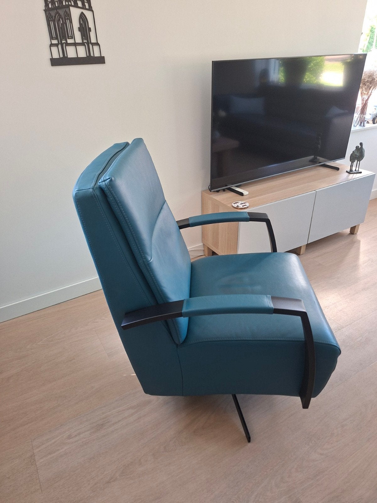 Zo goed als nieuwe leren draaistoelen (2 stuks), Ophalen, Twee, Blauw, Leer