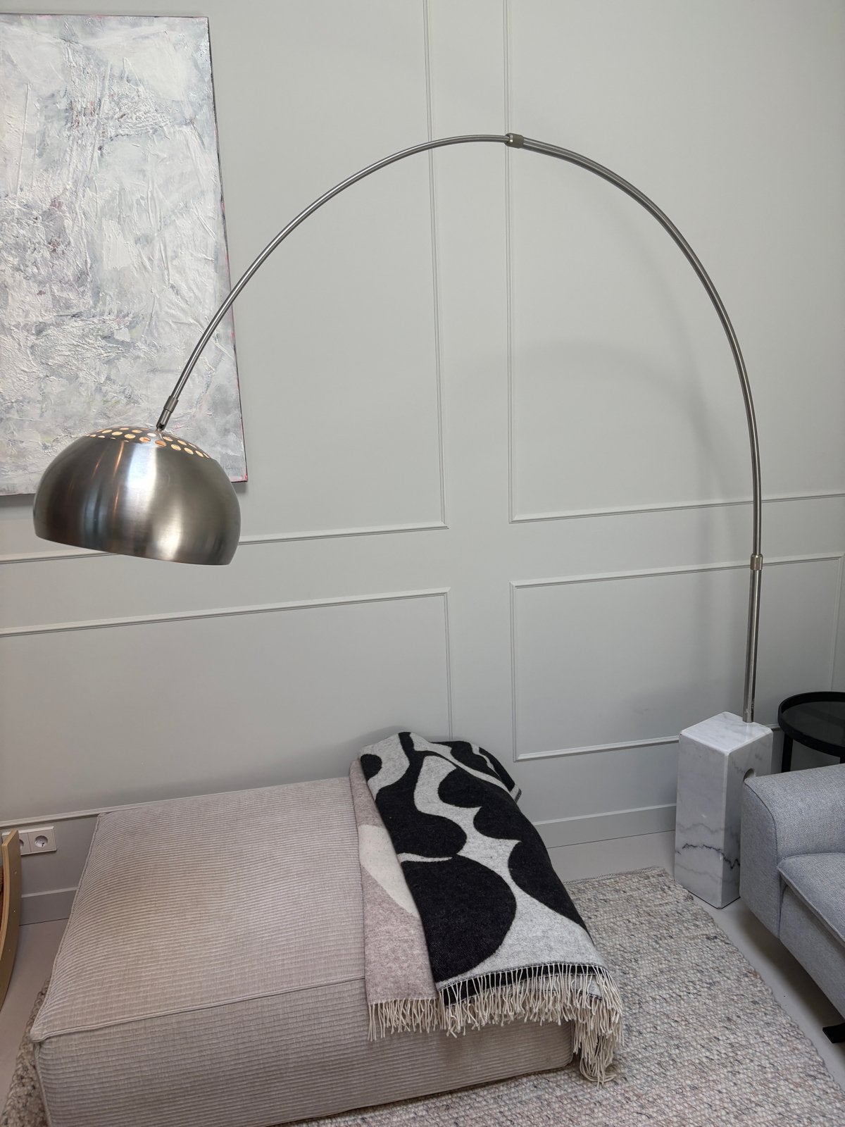 Booglamp met stenen voet - geïnspireerd op Arco, Ophalen, Gebruikt, 200 cm of meer, E27 (groot)