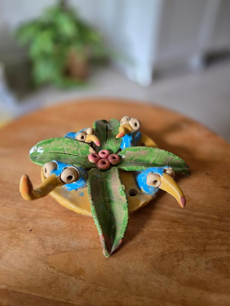 Unieke handgemaakte keramieken decoratie met vogels, Antiek en Kunst, Ophalen