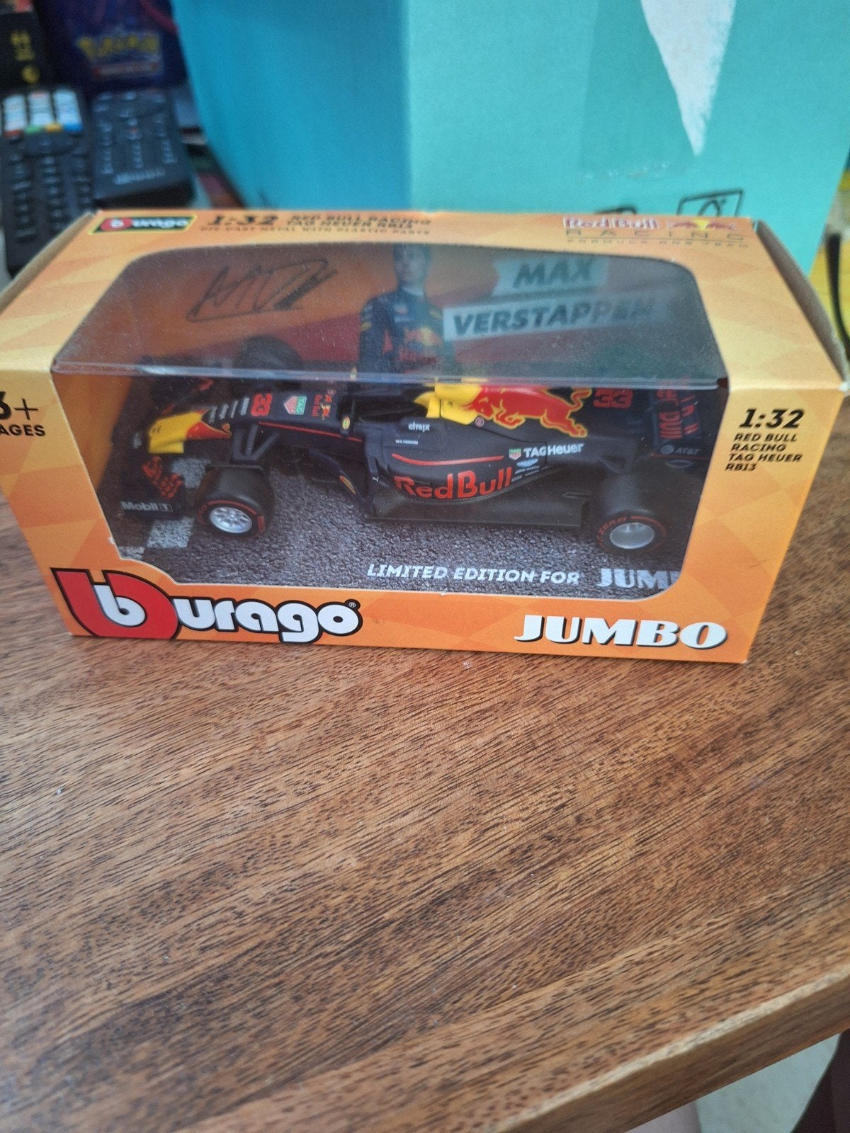 Max Verstappen JUMBO 1:32, Ophalen of Verzenden, Zo goed als nieuw, Auto, Bburago