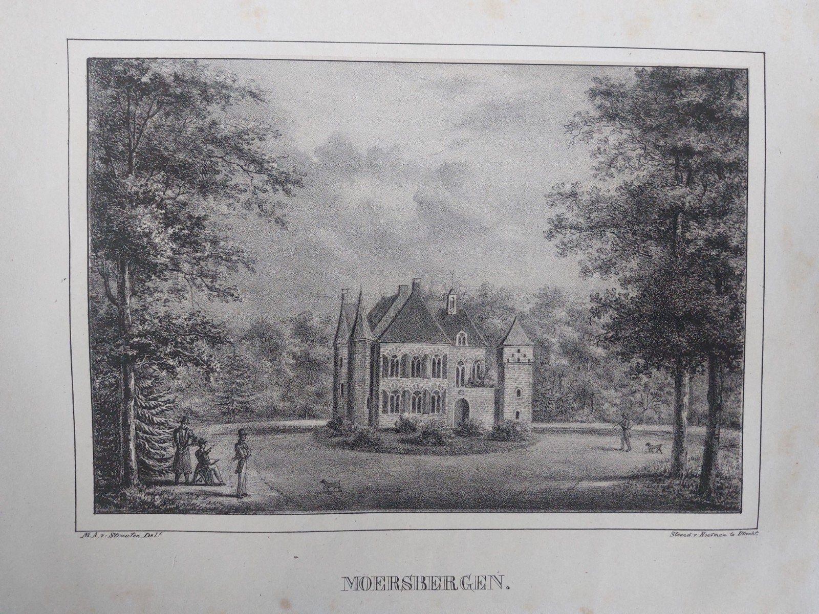 6 Moersbergen in Doorn Originele steendruk uit 1829, Antiek en Kunst, Gesigneerd in de plaat, Ophalen of Verzenden, Landschappen