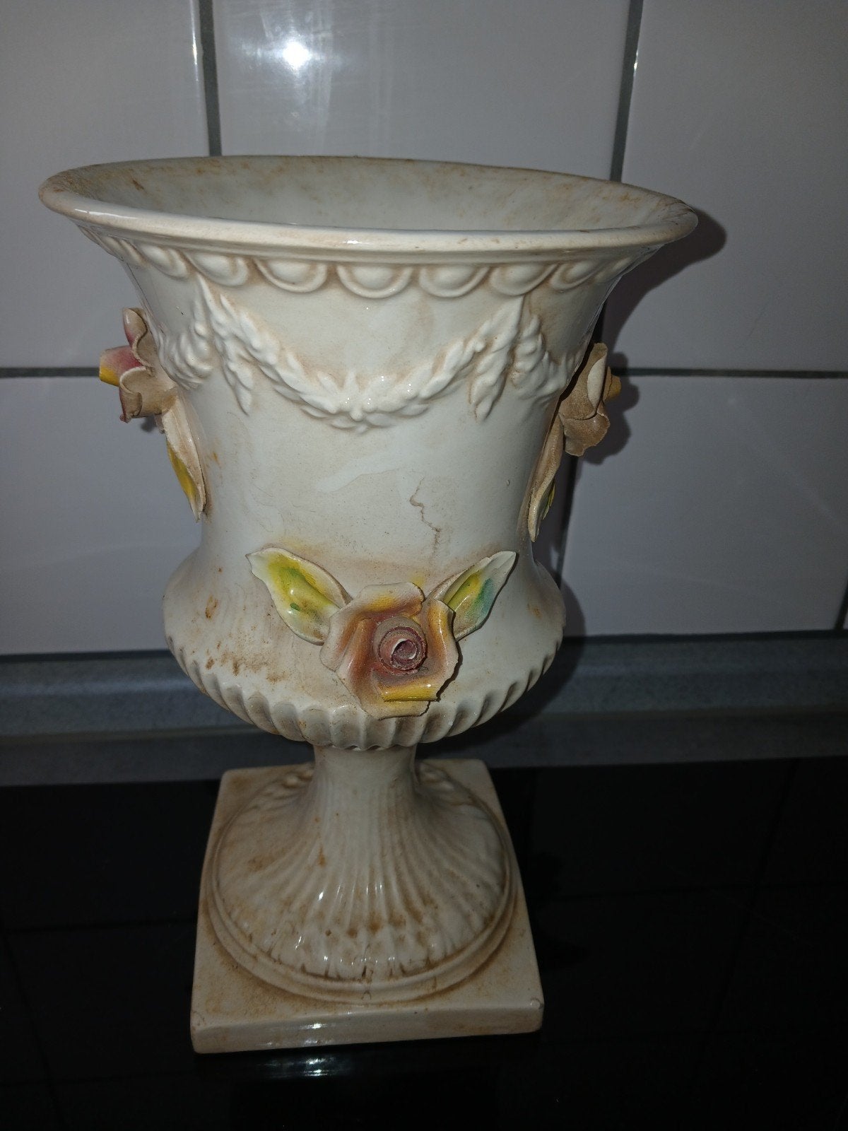 vintage retro italieaans porselijne vaas/pot, Ophalen
