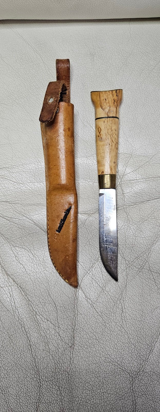 Vintage Iisakki Järvenpää Puukko mes met leren schede, Ophalen of Verzenden