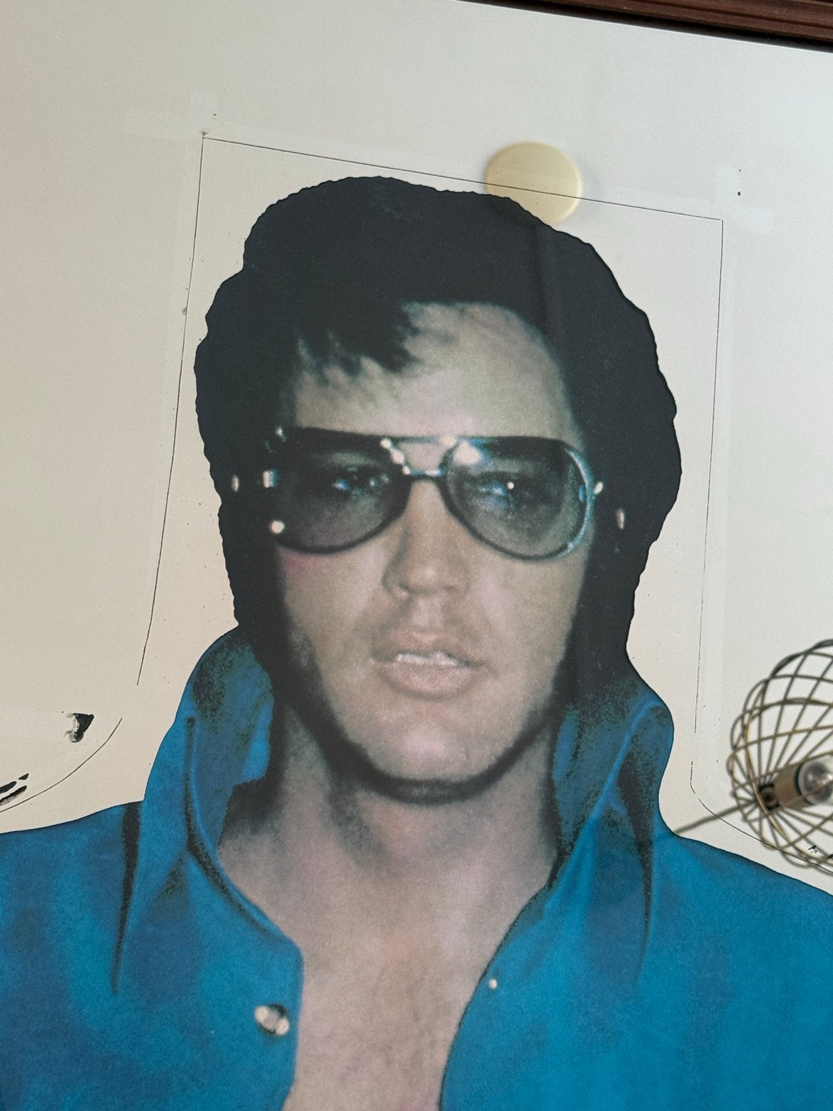 Ingelijste spiegel met Elvis Presley afbeelding, Ophalen, Minder dan 50 cm, Gebruikt, 50 tot 75 cm