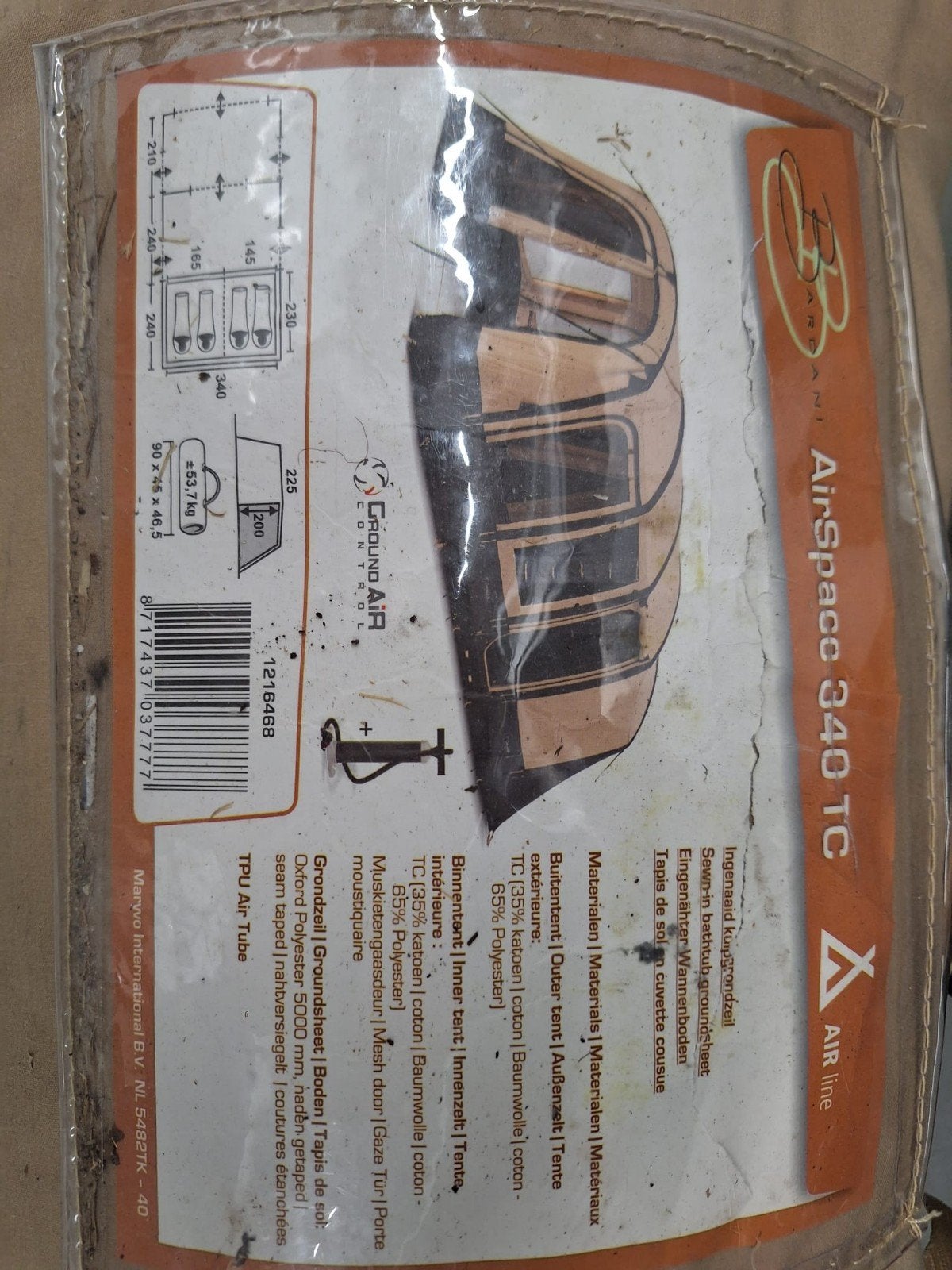 Airspace 340 tc airtent, Ophalen