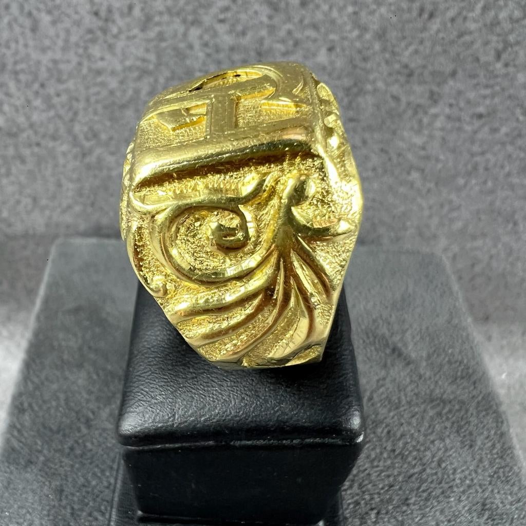 Gouden Ring | 14k | 15,95g | monogram letter C/H |22| 408533, Sieraden, Tassen en Uiterlijk, Ringen, Gebruikt, 20 of groter, Heer