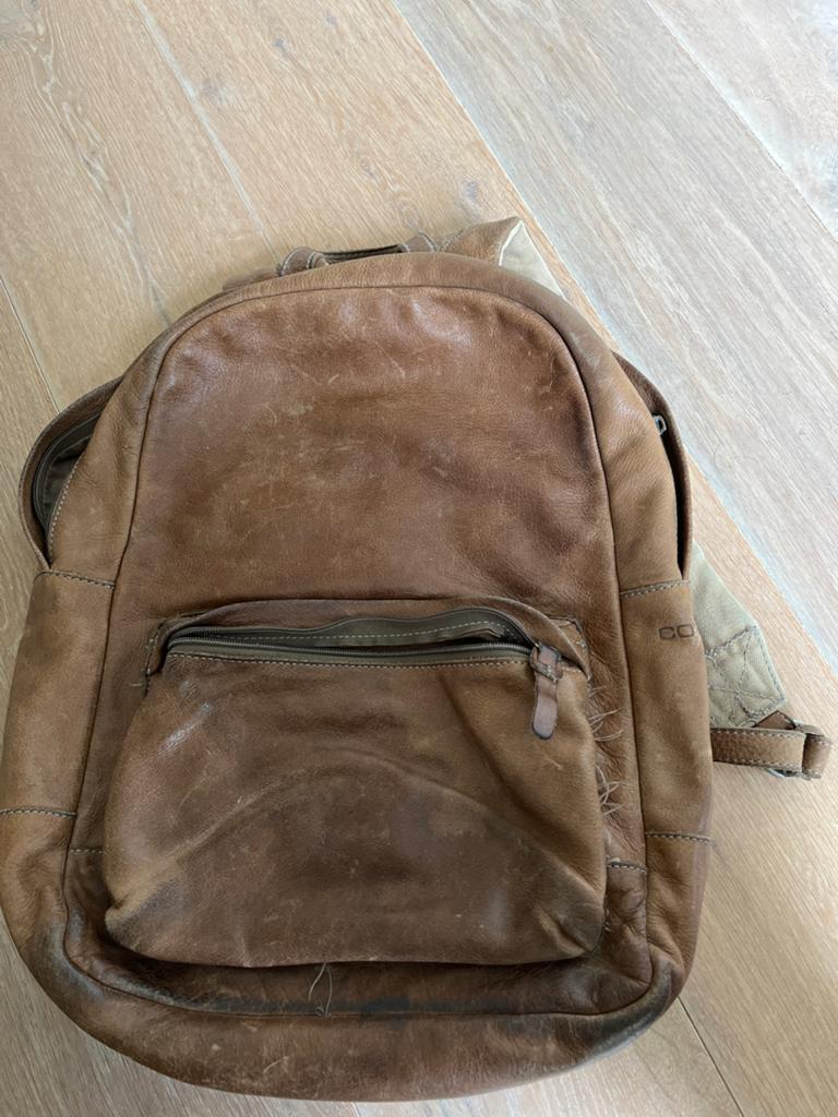 Vintage Cowboysbag rugzak - bruin leer, Overige merken, 25 tot 40 cm, Ophalen of Verzenden, Zo goed als nieuw