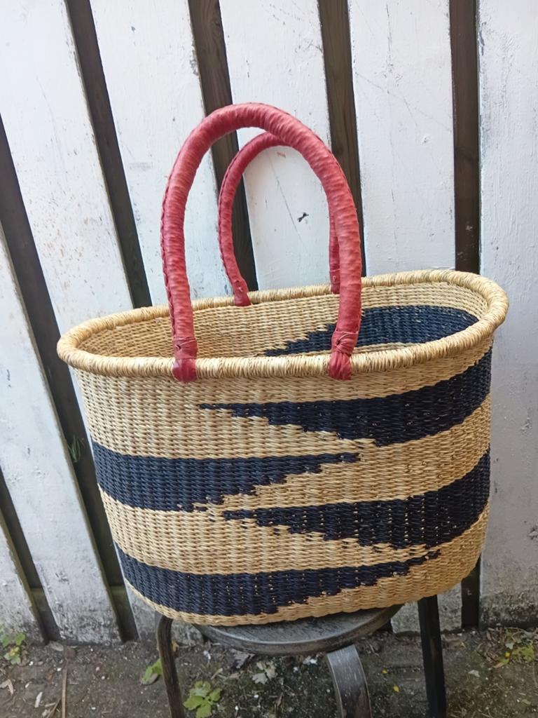 Grote shopper Ghana uniek lederen handvatten 62x45, Overige materialen, Mand, Nieuw, Ophalen of Verzenden